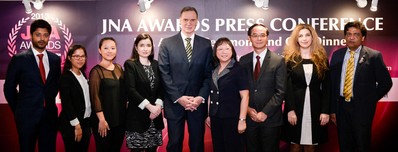 (From left) Smit Virani, Director of KARP Jewellery; Alexandrine Wan of Robert Wan Tahiti; Heimiti Tikare, Marketing and Communication Officer of Robert Wan Tahiti; Rita Maltez, Manager Greater China Representative Office, Diamonds Sales and Marketing at Rio Tinto Diamonds; Wolfram Diener, Senior Vice President of UBM Asia Ltd; Letitia Chow, Founder of JNA and Director of Business Development – Jewellery Group at UBM Asia; Kent Wong, Managing Director of Chow Tai Fook Jewellery Group Limited; Gilat Elizov Gefen, Managing Director of IDI Asia Pacific Limited; Ramesh Virani, Director of KARP Group