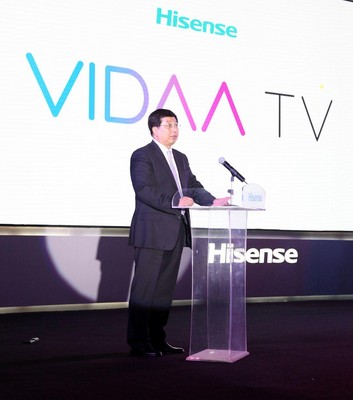 Zhou Houjian, Chairman of Hisense Group, Delivers a Speech at the Press Conference for the VIDAA TV